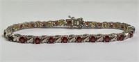 Sterling Garnet Tennis Bracelet 14 Grams