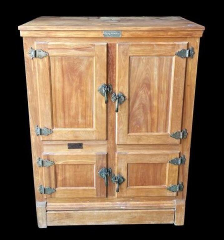 Frigidaire ? Antique Wood Icebox.