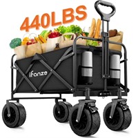N9092  Folding Wagon, 440LBS Utility Cart, Black