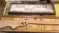 Painted Nana & Papa’s Nest sign, ruler, wood