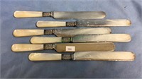 Set of 6 mother of pearl handle knives with