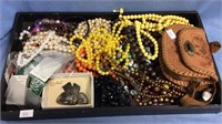 Tray lot of costume jewelry, mostly beaded