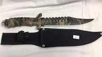Camouflage hunting knife, survivor, with cover,