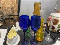 Vases, wine glasses, shakers.