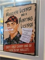 Marriage & Hunting License Tin Sign