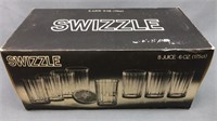 Sealed 8 Vintage Swizzle 6oz Juice Glasses In