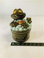 Bathing Frog Cookie Jar