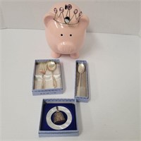 Piggy Bank and childrens flatware