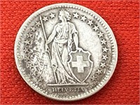 1945-B Switzerland 2 Francs 83.5% Silver Coin