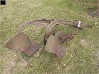 Antique 2 bottom plow w/ coulters, parts missing
