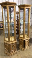 2 GOLD GILT MIRRORED BACK CHINA CABINETS