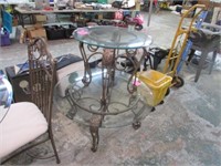 2 GLASS TOP TABLES - 39 IN & 26 IN