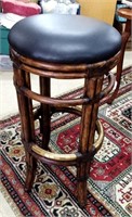 Leather and Bamboo Bar Stool