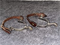 BEAUTIFUL SET SILVER / LEATHER HORSE RIDING SPURS