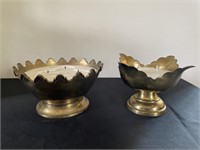 Low Pedestal Brass Candle Holders (2)