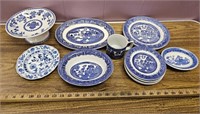 (13) Blue and White Dishes- Including Willow