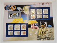 1969 US Mint Sets and Stamp on NASA Card