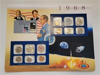 1968 US Mint Sets and Stamp on Year Card
