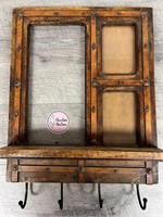 Wooden Frame with Key Hooks