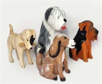 Painted Wood/ Resin Dogs, lot of 4