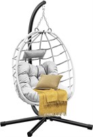 DWVO Egg Hanging Swing Chair with Stand Light Gray