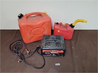 Gas cans and battery charger