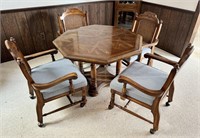 Vintage Game Table with 4 Arm Chairs
