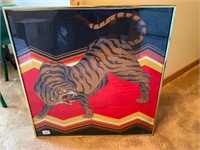 Vintage Framed Kenzo Tiger Silk Scarf