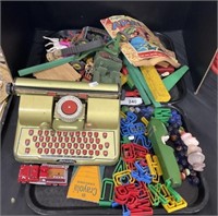 Metal Typewriter Toy, Marbles, Wooden Toys.