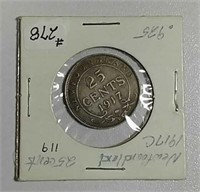 1917-C  Newfoundland  25 Cents   VG+