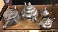 flat of silver teapot and more