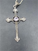 Sterling Cross Pendant  & 18in Chain Necklace