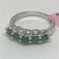 Sterling Rhodium Plated Emerald Ring - $910