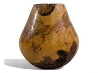 Vintage Signed Hand Turned Aspen Burl Wood Vase