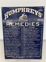 Enamel Humphrey’s Remedies Sign 305 x 406