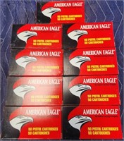 P - 9 BOXES AMERICAN EAGLE 9MM AMMO (A9)
