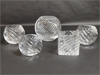 Crystal Glass Sphere Swirl Design Votive Holders