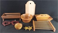 Assorted handmade wooden kitchen ware