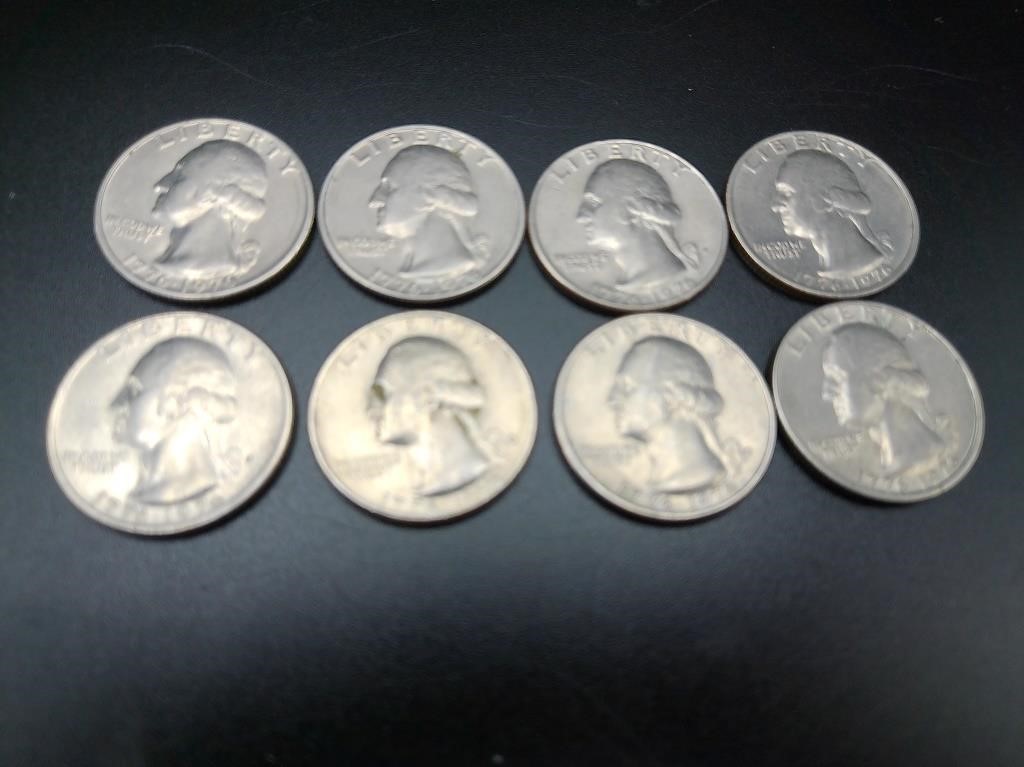 1976 Bicentennial Quarters X 8 (3 are D coins)