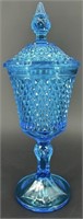 Indiana Blue Diamond Covered Compote 14”