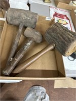 3 vintage wooden mallets