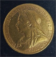 22K  8G 1900 Victoria Dei Gra Coin