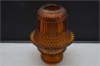 INDIANA AMBER DIAMOND POINT 2-PIECE FAIRY LAMP