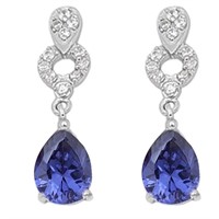 Pear Shape 1.62ct Tanzanite& Topaz Dangle Earrings