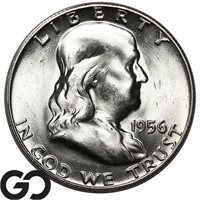 1956 Franklin Half Dollar, Gem BU+ Bid: 48