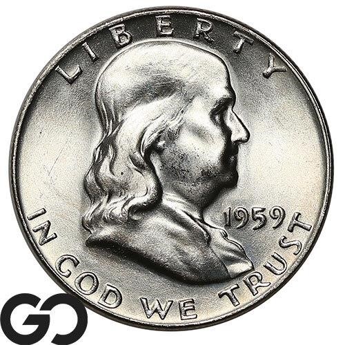 1959 Franklin Half Dollar, Gem BU Bid: 28
