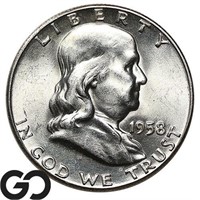 1958 Franklin Half Dollar, Near Gem FBL Bid: 33