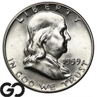 1959-D Franklin Half Dollar, Near Gem Bid: 20