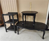 Black Coffee & End Table, Black Shelf