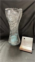 Pinwheel Hobstart cut crystal vase 12"